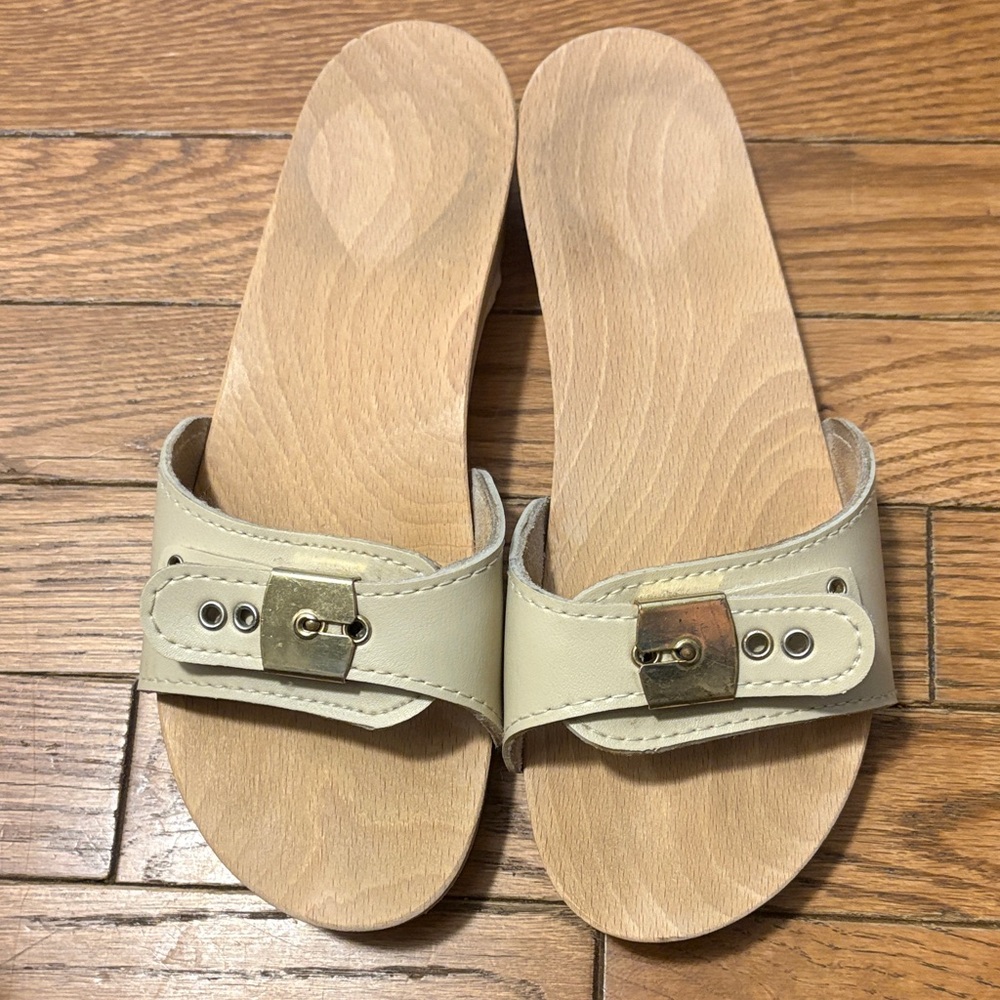 Women's Cream Slide Clog Sandals